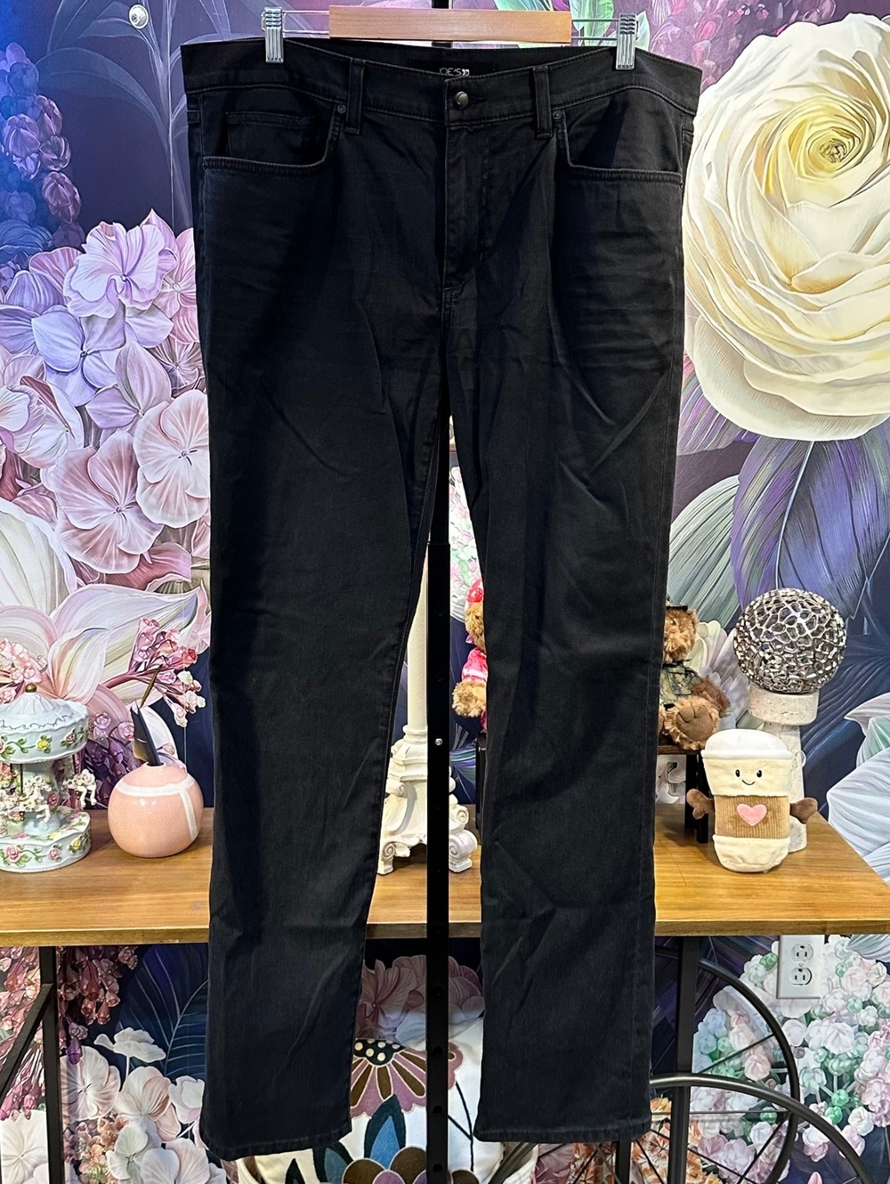 Joe's Jeans W38 The Brixton Men's Black Straight Narrow Stretch 5-Pocket Jeans
